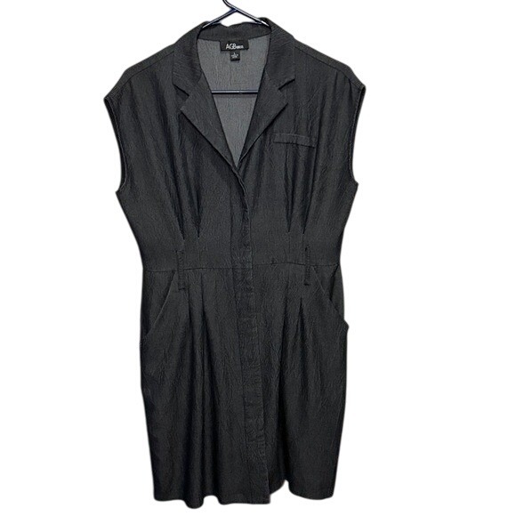 AGB Dress Women's L Black Sleeveless Button Down Collared Career Casual - Picture 1 of 4